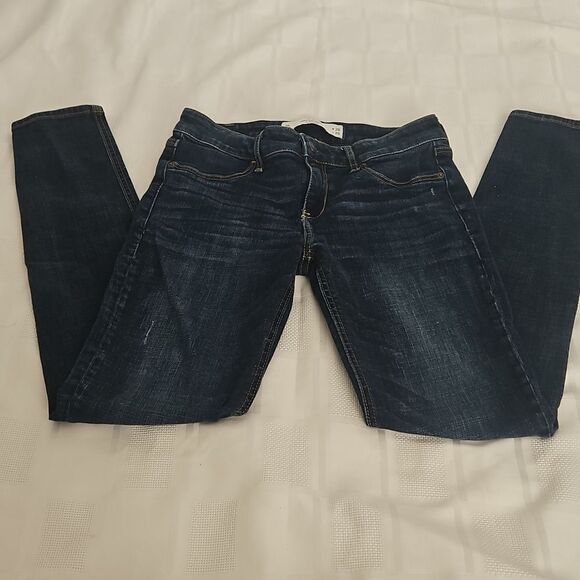 Abercrombie& Fitch Women's Mid-Rise Straight Leg Denim Jeans Dark Blue Washed 26 - Picture 12 of 16
